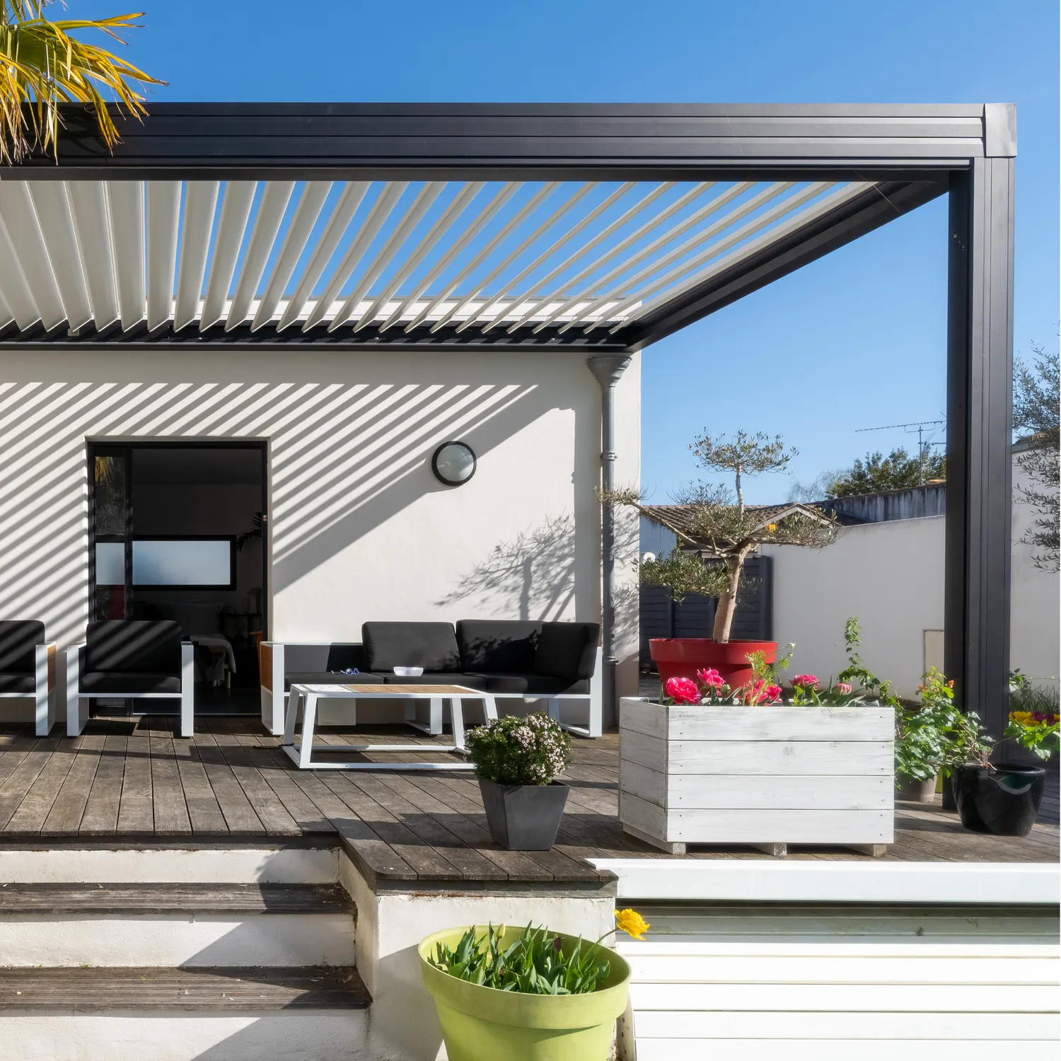 Terrasse moderne avec abri aluminium